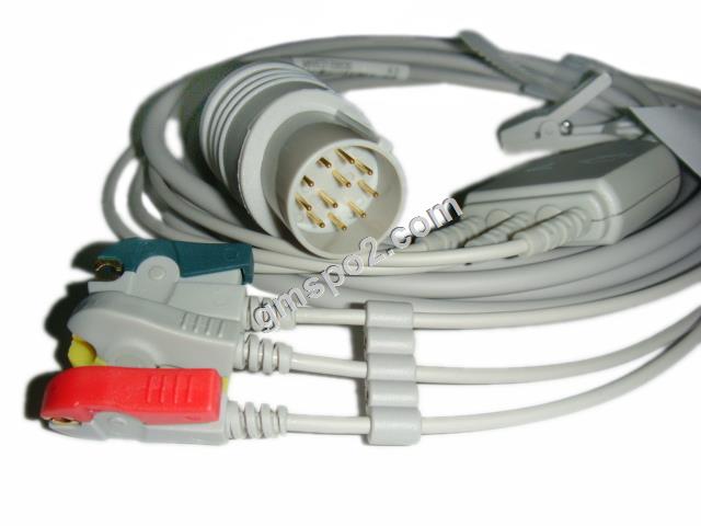 Nihon Kohden 11шт 1 шт кабелю з 3-lead leadwires.jpg Nihon Kohden 11pin one piece cable with 3-lead leadwires.jpg